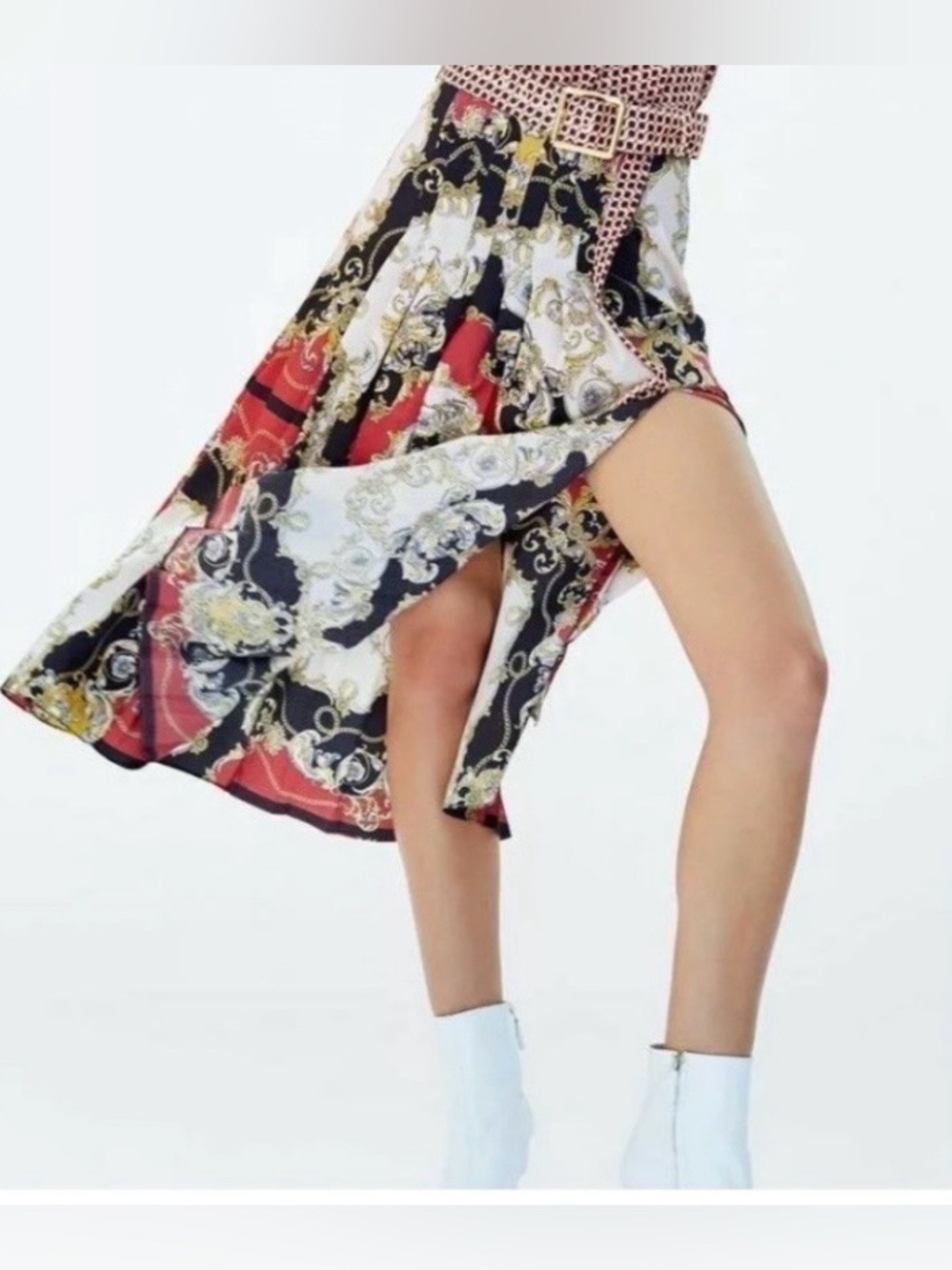 Zara Scarf Printed Chain Skirt S